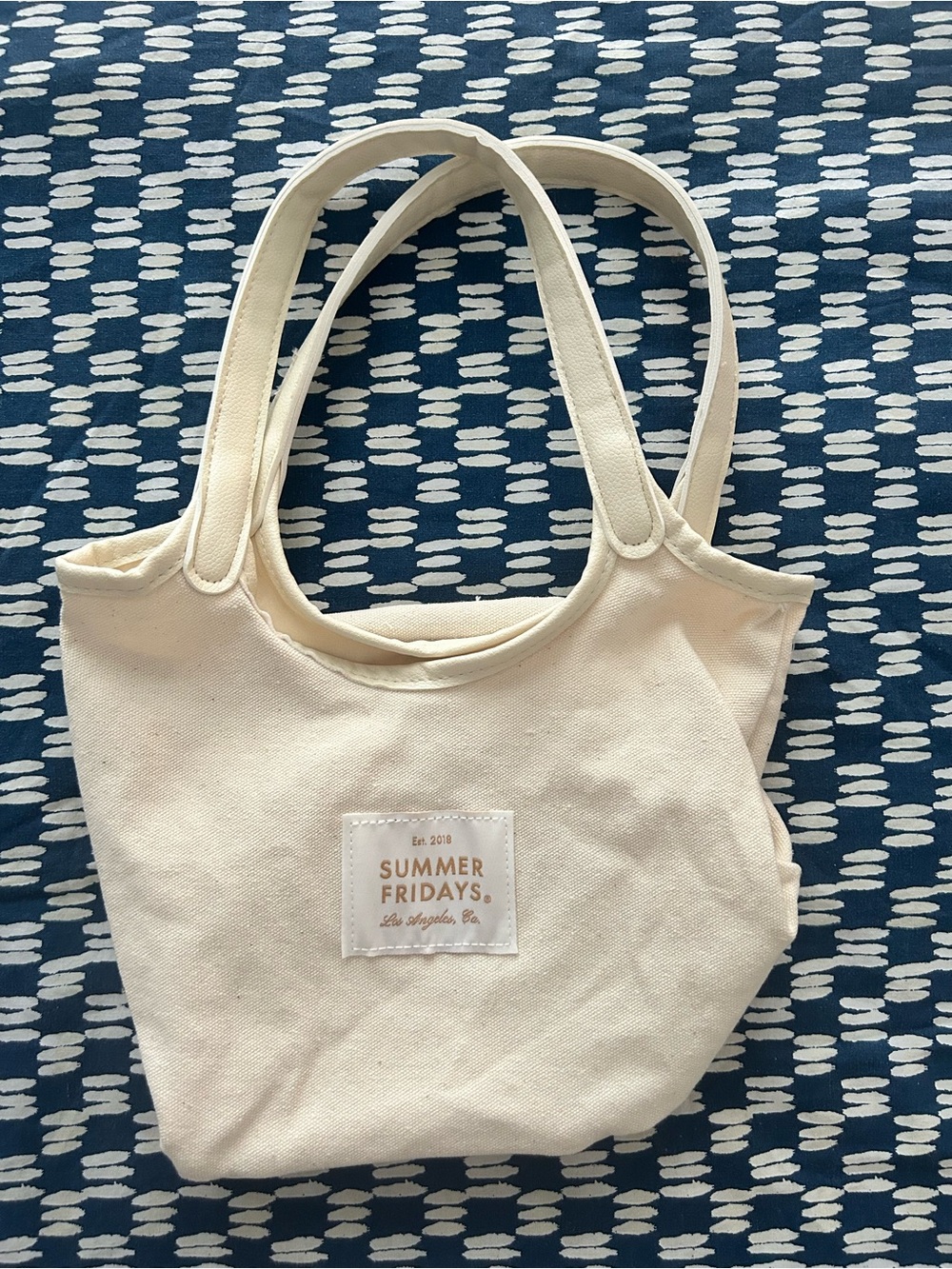 Summer Fridays Cream Canvas Tote + Matching Lip Balm Holder Keychain Set